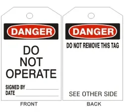 Danger do not operate tags - back 1 - VT-108-1