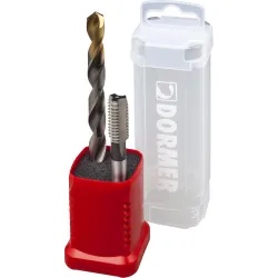 Dormer 2 piece hand tap-drill set of solid taps made for threading - 7410827