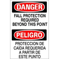 Fall protection required beyond this point peligro proteccion de caÍda - danger sign - M-071333